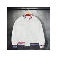 Men's Red Varsity Bomber Jacket - Waterproof Winter Baseball Coat White / L