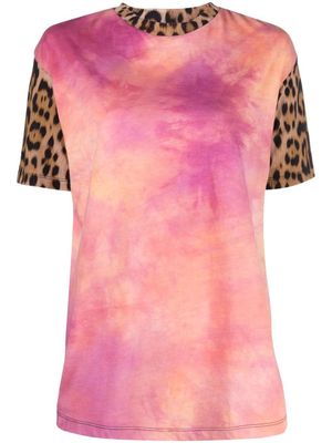 Roberto Cavalli t-shirt à imprimé léopard - Rose