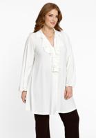 Yoek Blouse met ruches | Beige | Maat 58/60