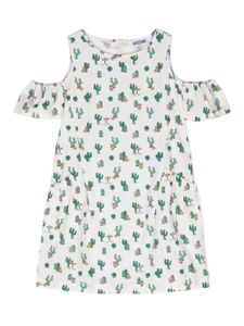 Moschino Kids robe à épaules à imprimé cactus - Tons neutres