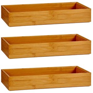 3x Stuks Kast/lade/make-up organizers bamboe hout bakje 30 x 15 x 5 cm