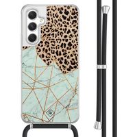 Samsung Galaxy A54 hoesje met koord - Luipaard marmer mint