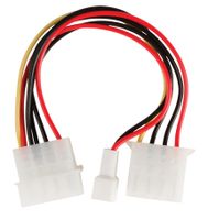 Valueline Interne Stroomkabel Molex Male - Molex Female + 3-Pins Fan Power 0.15 m - AKTIE!