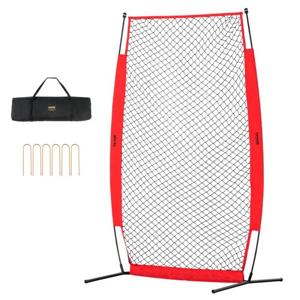 VEVOR I-Type voor slagkooi 1400 x 1065 x 2180 mm honkbal- en softbal veiligheidsparaplu lichaamsbescherming draagbare slagparaplu met draagtas en grondpalen, buitenhonkbal pitching net rood