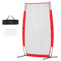 VEVOR I-Type voor slagkooi 1400 x 1065 x 2180 mm honkbal- en softbal veiligheidsparaplu lichaamsbescherming draagbare slagparaplu met draagtas en grondpalen, buitenhonkbal pitching net rood