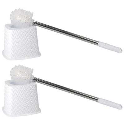 Benson Wc/toiletborstel met houder - 2x stuks - wit - 51 cm - Toilet / badkamer accessoires