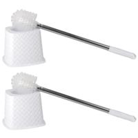 Benson Wc/toiletborstel met houder - 2x stuks - wit - 51 cm - Toilet / badkamer accessoires