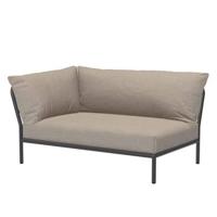 Houe Level2 linker hoek 2-zits loungebank frame donkergrijs stof ash