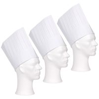 Koksmuts - 3x - wit - papier - 19 cm - volwassenen - chef mutsen