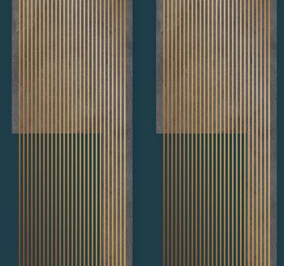 Luxe strepen Bruin Blauw behang kantoor