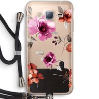Geschilderde bloemen: Samsung Galaxy J3 (2016) Transparant Hoesje met koord