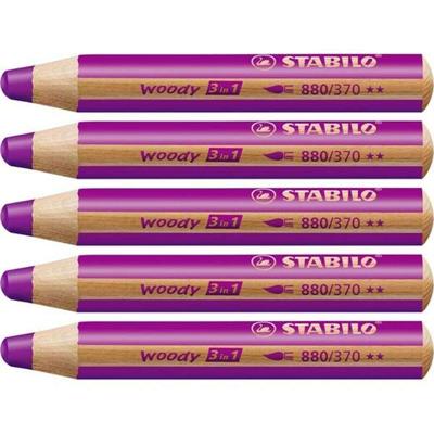 Kleurpotloden Stabilo Woody Lila 3 in 1 (5 Stuks)