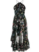 Marchesa Notte floral-print halterneck dress - Noir - thumbnail