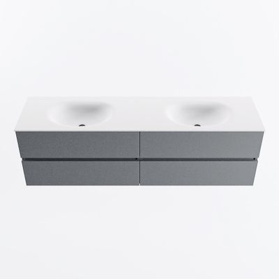 MONDIAZ VICA 170cm badmeubel onderkast Plata 4 lades. Wastafel MOON dubbel 2 kraangaten, kleur Talc.
