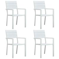 Tuinstoelen 4 st hout-look HDPE wit - thumbnail