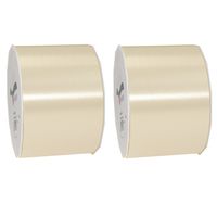 2x XL hobby/decoratie beige kunststof sierlinten 9 cm/90 mm x 91 meter