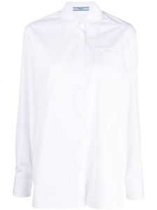 Prada chemise en coton à logo brodé - Blanc