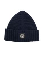 Stone Island Junior bonnet nervuré à logo - Bleu - thumbnail