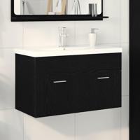 Wastafelkast Zwart Eiken 80 x 38.5 x 46 cm Bewerkt hout