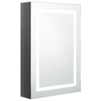 vidaXL Badkamerkast met spiegel en LED 50x13x70 cm glanzend grijs - thumbnail