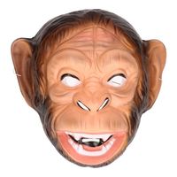 Plastic apen dieren verkleed masker voor volwassenen - Verkleedmaskers - thumbnail