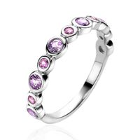 Zinzi ZIR2041 Ring zilver met zirconia paars-roze - thumbnail