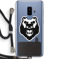 Angry Bear (white): Samsung Galaxy S9 Plus Transparant Hoesje met koord