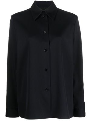 Jil Sander chemise en laine vierge à manches longues - Bleu