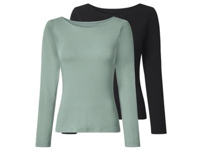 esmara Set van 2 dames longsleeves (Zwart/groen, XS (32/34)) esmara Set van 2 dames longsleeves (Zwart/groen, XS (32/34))