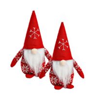 Set van 2x stuks pluche gnome/dwerg decoratie poppen/knuffels rood 12 x 20 x 9 cm - thumbnail