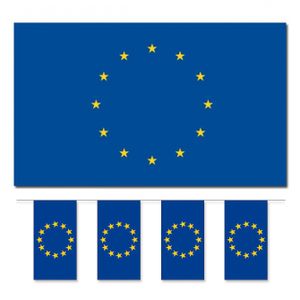 Bellatio Decorations - Vlaggen versiering set - Europa - Vlag 90 x 150 cm en vlaggenlijnen 5 meter