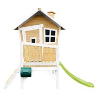 AXI Robin Speelhuis op palen & limoen groene glijbaan Speelhuisje voor de tuin / buiten in bruin & wit van FSC hout - thumbnail