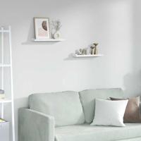Wandplank met plank 2 pcs Wit Marmer 40 x 9 x 3 cm Bewerkt hout
