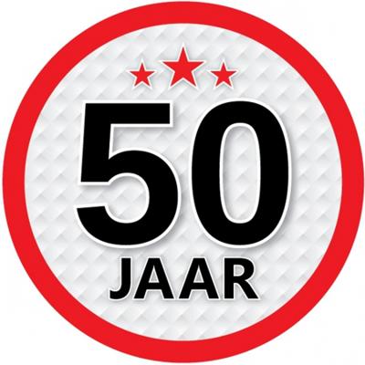50 jaar leeftijd sticker - rond - Dia 15 cm - 50 jaar verjaardag - jubileum - leeftijd versiering