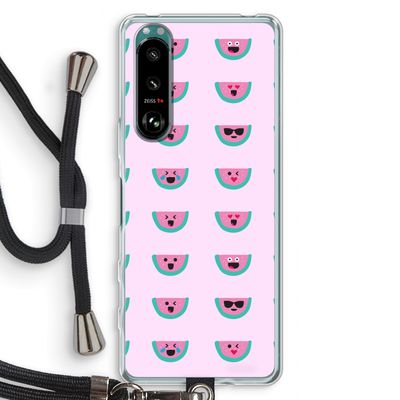 Smiley watermeloenprint: Sony Xperia 5 III Transparant Hoesje met koord