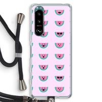 Smiley watermeloenprint: Sony Xperia 5 III Transparant Hoesje met koord