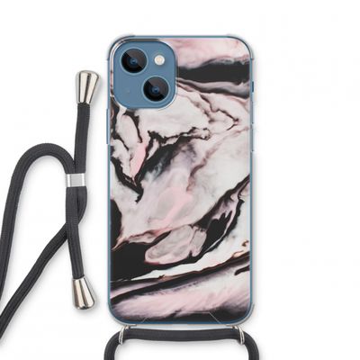 Roze stroom: iPhone 13 mini Transparant Hoesje met koord