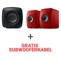 KEF Combi Deal LS50 Wireless II + KC62 - Rood/Zwart (met GRATIS subwooferkabel)