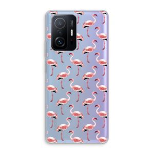 Flamingoprint groen: Xiaomi 11T Transparant Hoesje