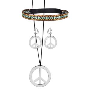 Carnaval/verkleed accessoires Hippie/sixties sieraden set - ketting/oorbellen/haarband   -
