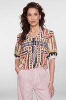 Geisha Top 63255-20 T-shirt Korte Mouw 718 Ecru/pink/cactus