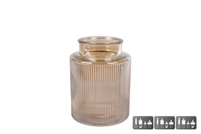 Vaas/windlicht Niamh S luster amber glas
