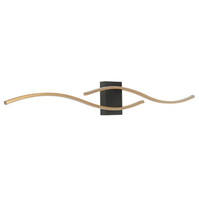 Highlight Design wandlampOnda zwart met messing golf - W3527.38