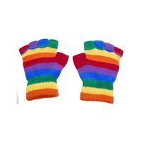 Handschoenen zonder vingers - regenboog kleuren - one size - voor volwassenen   -