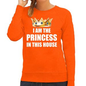 Woningsdag Im the princess in this house sweater / trui voor thuisblijvers tijdens Koningsdag oranje dames 2XL  -