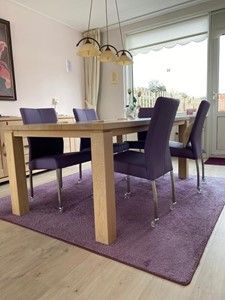 Set van 4 leren eetkamerstoelen - met wieltjes - paars leer - Echt leer, Modern, ontdek de vele Leersoorten en Kleuren bij ShopX