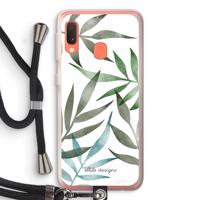 Tropical watercolor leaves: Samsung Galaxy A20e Transparant Hoesje met koord - thumbnail