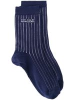 Brunello Cucinelli chaussettes rayées à logo - Bleu Brunello Cucinelli chaussettes rayées à logo - Bleu