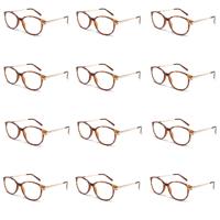Spectrum 12 stuks leesbril havana/ goud assorti klassiek rond