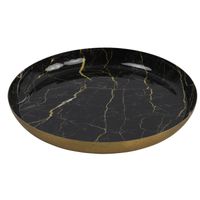 Countryfield Kaarsenbord - Marble - Metaal - zwart/goud - Dia 26 cm - Kaarsenplateaus - thumbnail